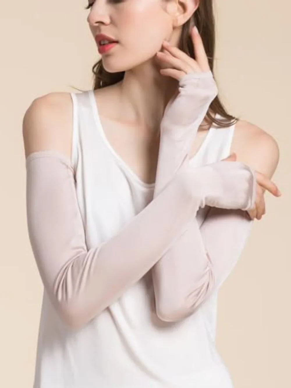 Silk Sun Protection Arm Sleeves UV Blocking Arm Warmers for Running Cycling